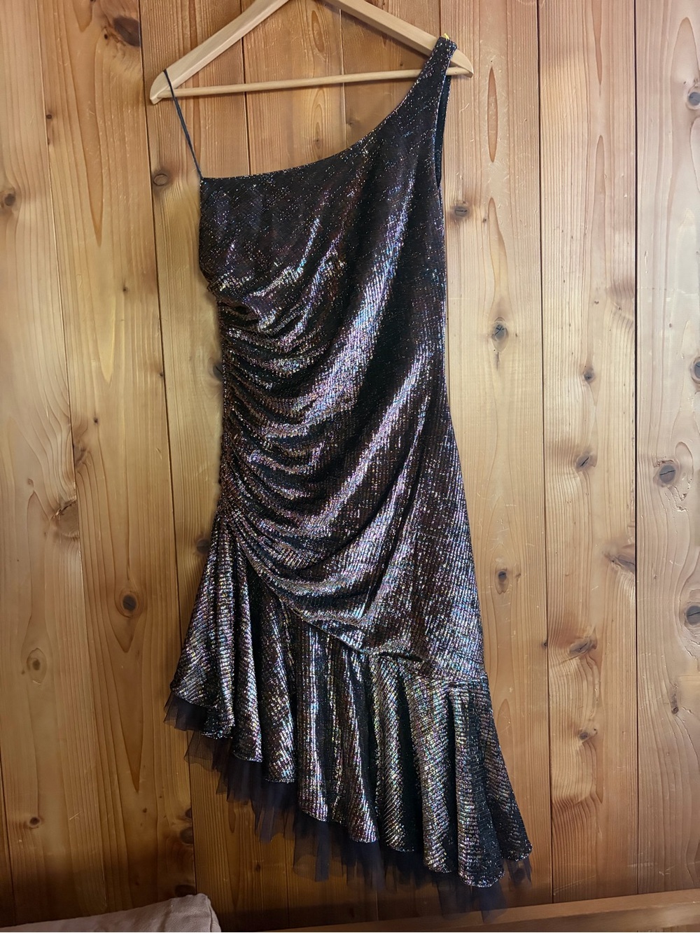 New Leaf Rainbow Lame Disco Dress Small